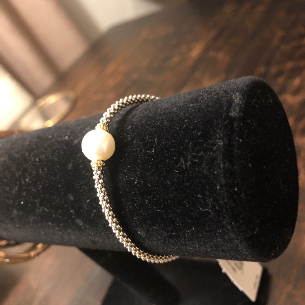 New Lagos Pearl 18k Gold Station Caviar Bracelet